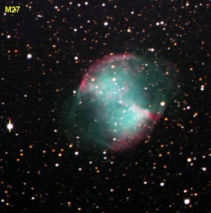 Típus: Planetáris köd, &alpha; = 19:59:36.3, &delta; = 22:43:18, Csillagkép: Vulpecula | Róka, Fényesség: 7.4, Méret: 402